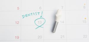 Calendar showing a dentist's appointment circled