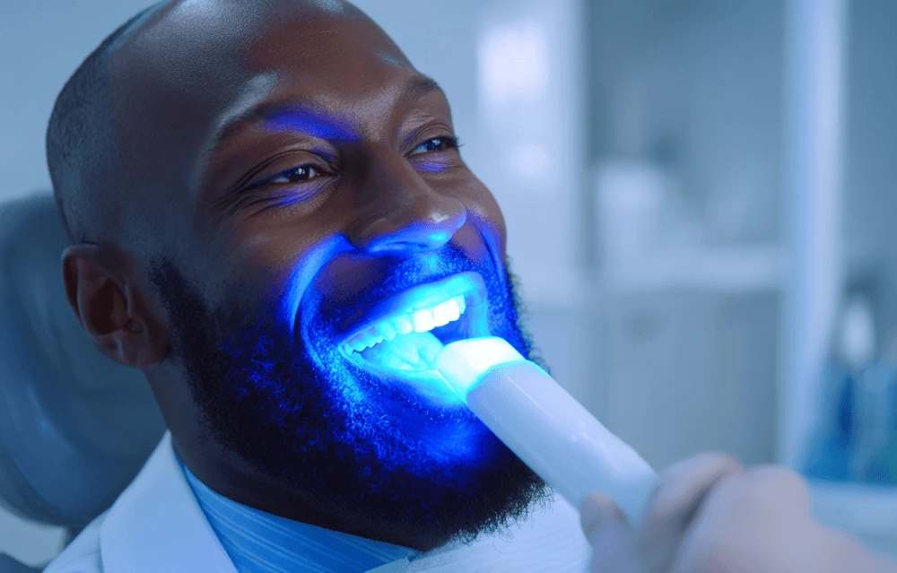 a man getting his teeth whitenend
