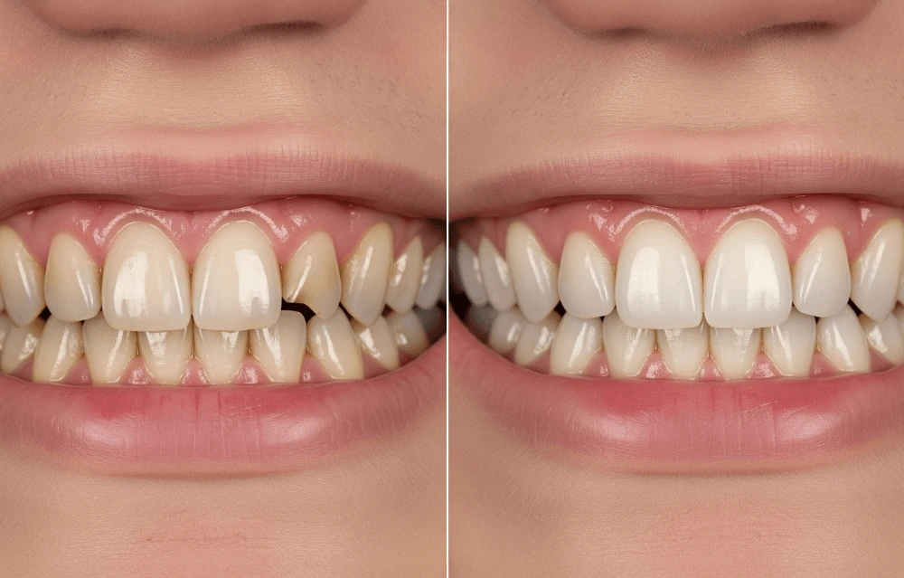 before and after dental bonding