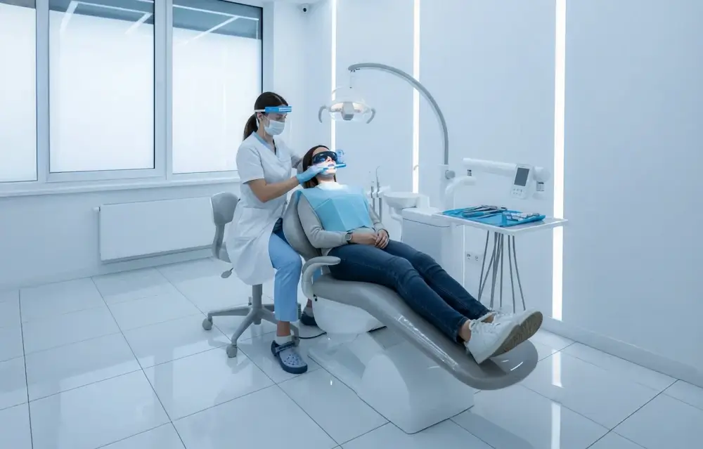 a patient in a dental chair